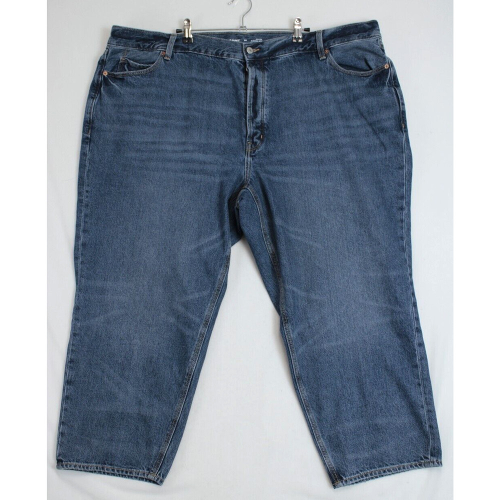 Old Navy Slouchy Straight Capri Jeans Button Fly Women 24 High Rise Blue Denim